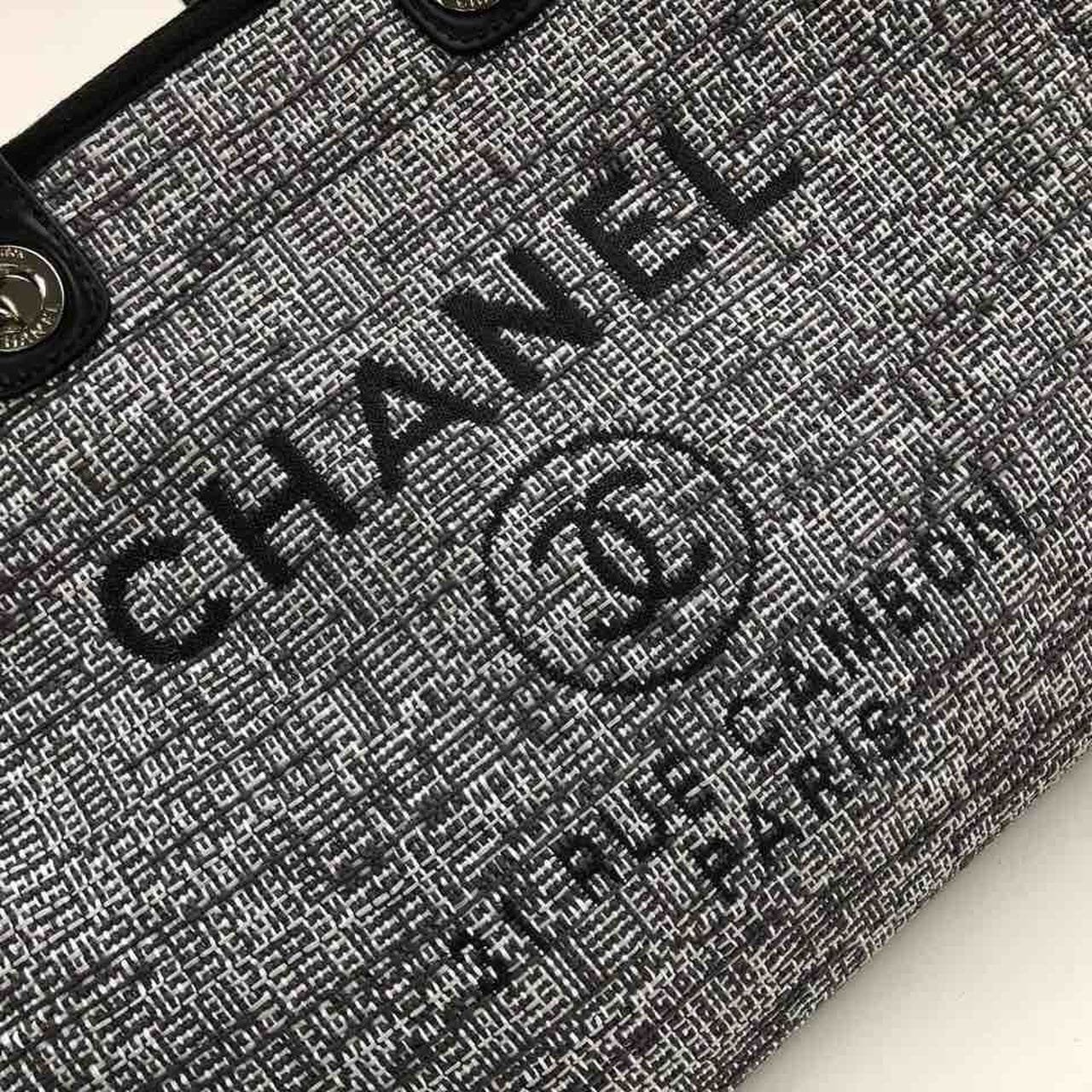 Ch**el Deauville Tote Raffia Canvas Bag