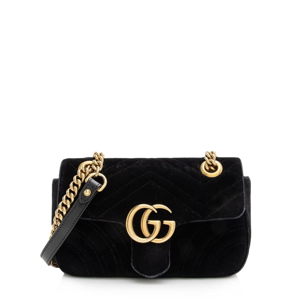 Gvc*1 Matelasse Velvet GG Marmont Mini Shoulder Bag (SHF-22601)