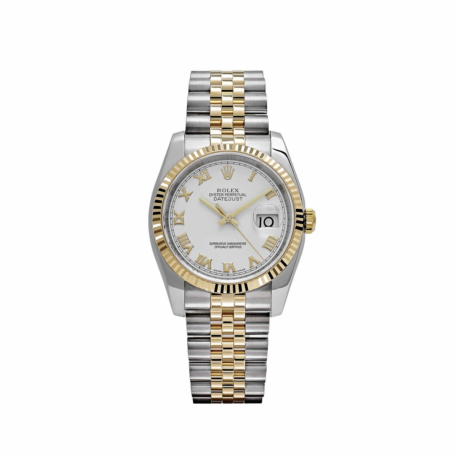 R01ex Datejust 36 126233 Yellow Gold Stainless Steel White Roman Dial Jubilee (2025)