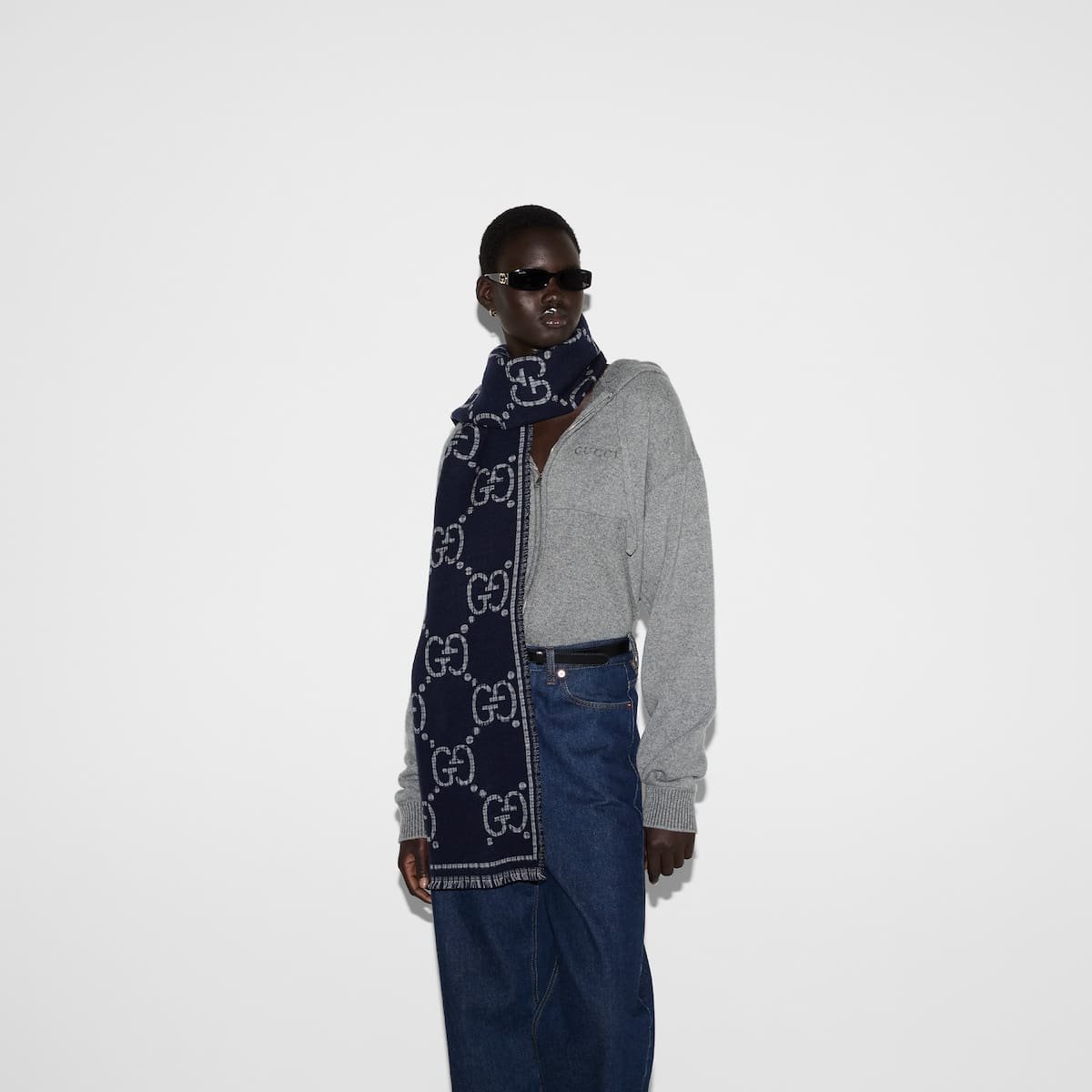 Gvc*1 Check GG wool scarf