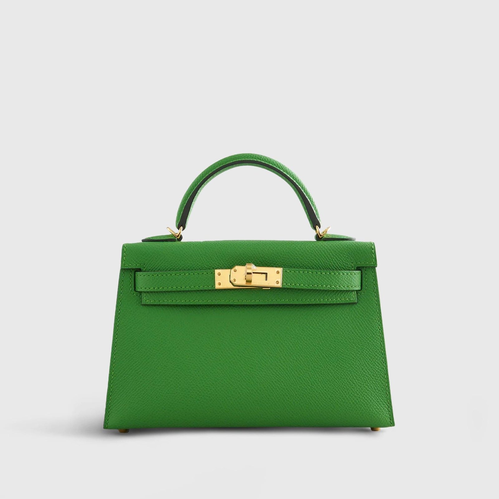 H**me5 Kelly Mini Epsom Vert Yucca Sellier Gold Hardware