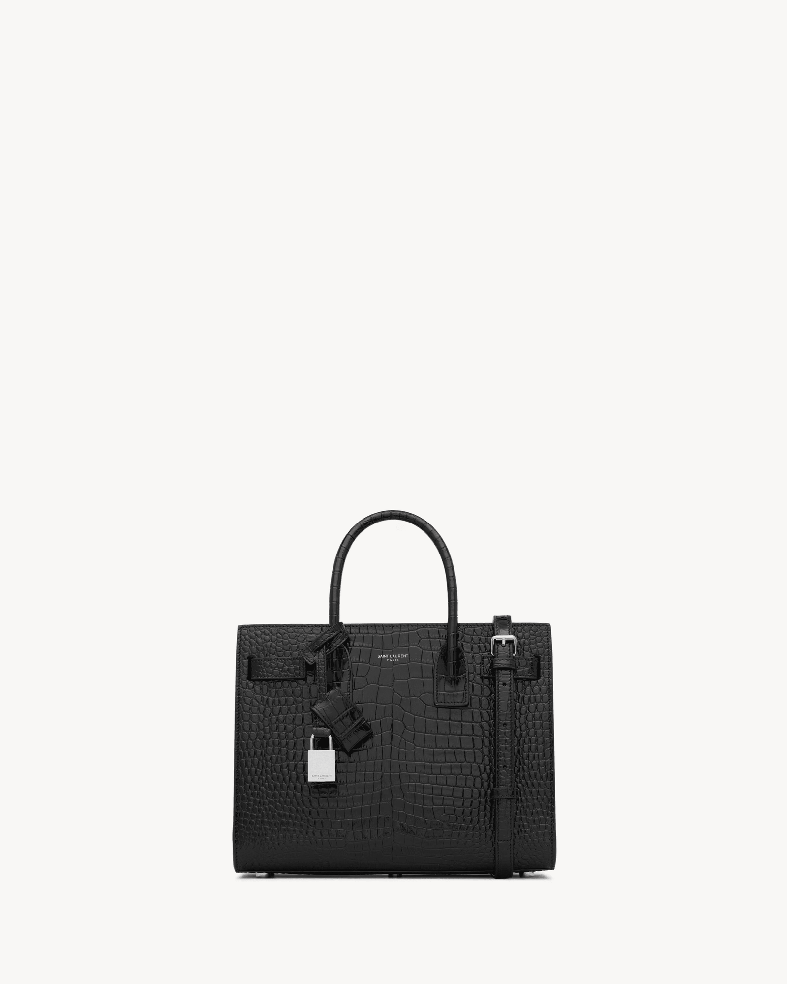 Sa1nt Lau*nt SAC DE JOUR BABY bag in crocodile-embossed leather