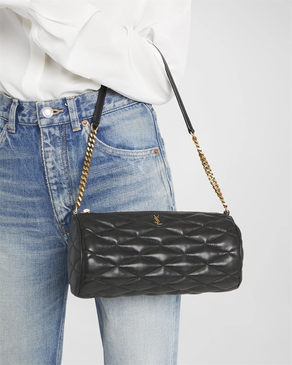 Sa1nt Lau*nt Sade Medium Y51 Tube Shoulder Bag in Quilted Smooth Leather