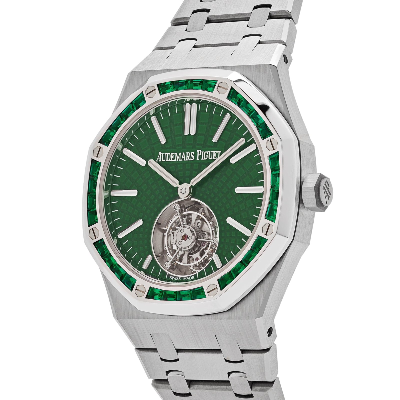 Audemars P1g*et Royal Oak 26532IC.EE.1220TI.01 Selfwinding Flying Tourbillon Titanium White Gold Emerald Bezel Limited Edition (2024)