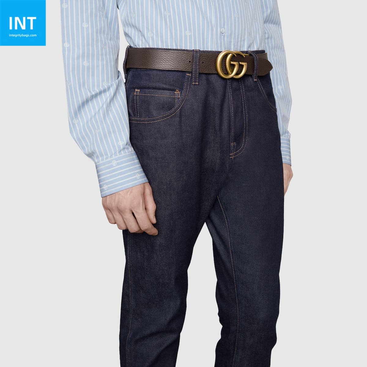 Gvc*1 Reversible leather belt with Double G buckle