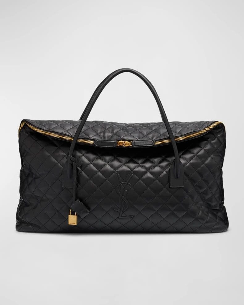 Sa1nt Lau*nt ES Giant Travel Bag in Smooth Quilted Leather with Gold Hardware