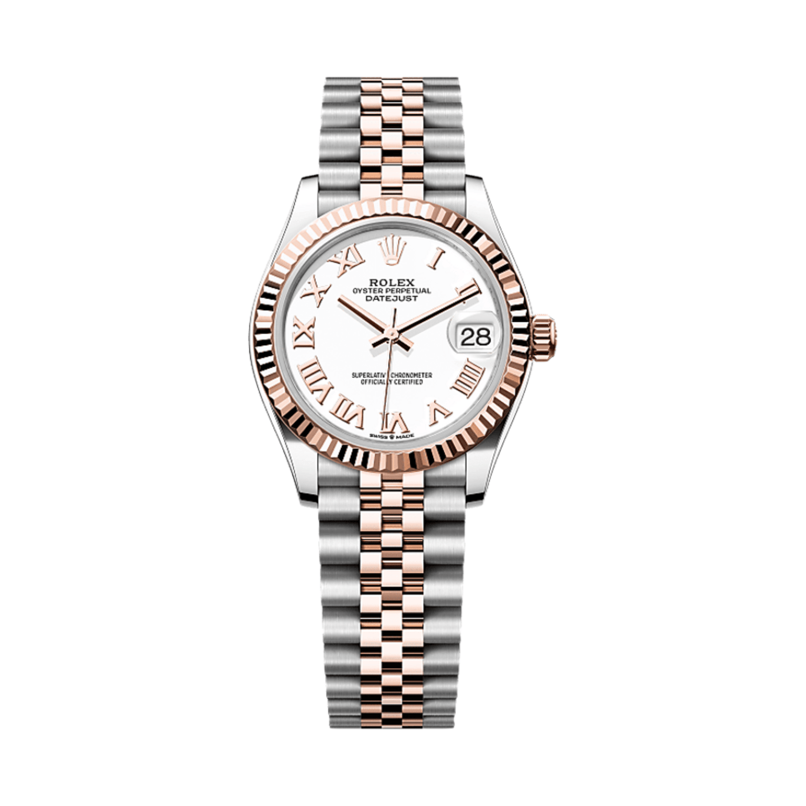 R01ex Datejust 31 278271 ‘Ladies’ Stainless Steel Rose Gold White Roman Numerals Dial (2025)