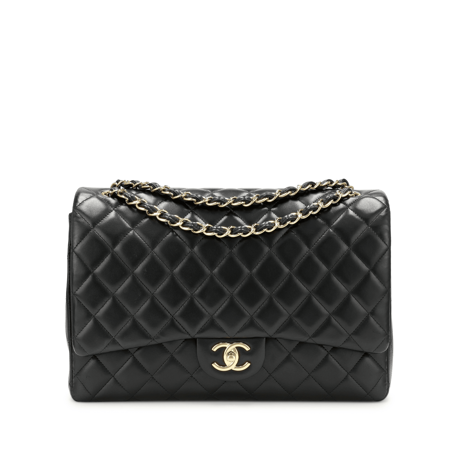 Ch**el Classic Maxi Handbag LAMBSKIN & GOLD METAL