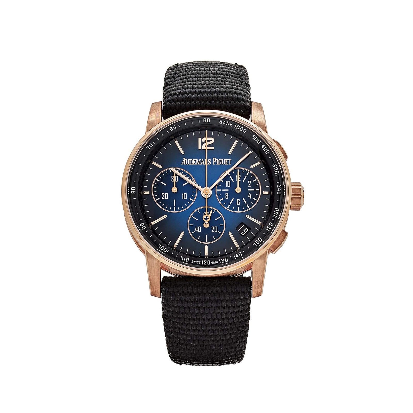 Audemars P1g*et Code 11.59 26393OR.OO.A002KB.03 Selfwinding Chronograph Rose Gold Blue Dial