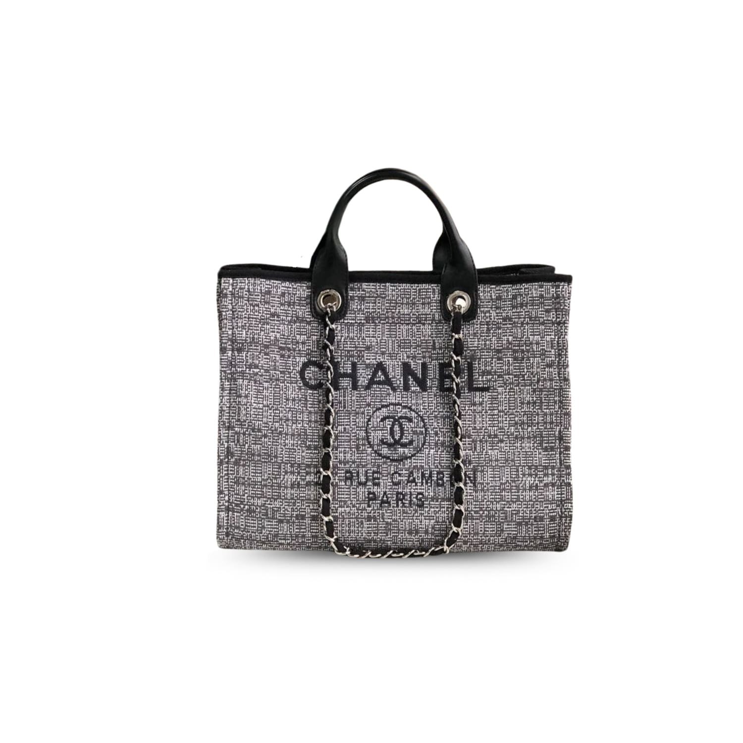 Ch**el Deauville Tote Raffia Canvas Bag