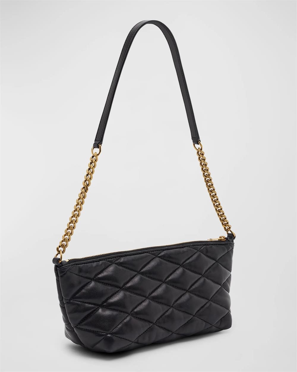 Sa1nt Lau*nt Ziptop Mini Shoulder Bag in Quilted Smooth Leather