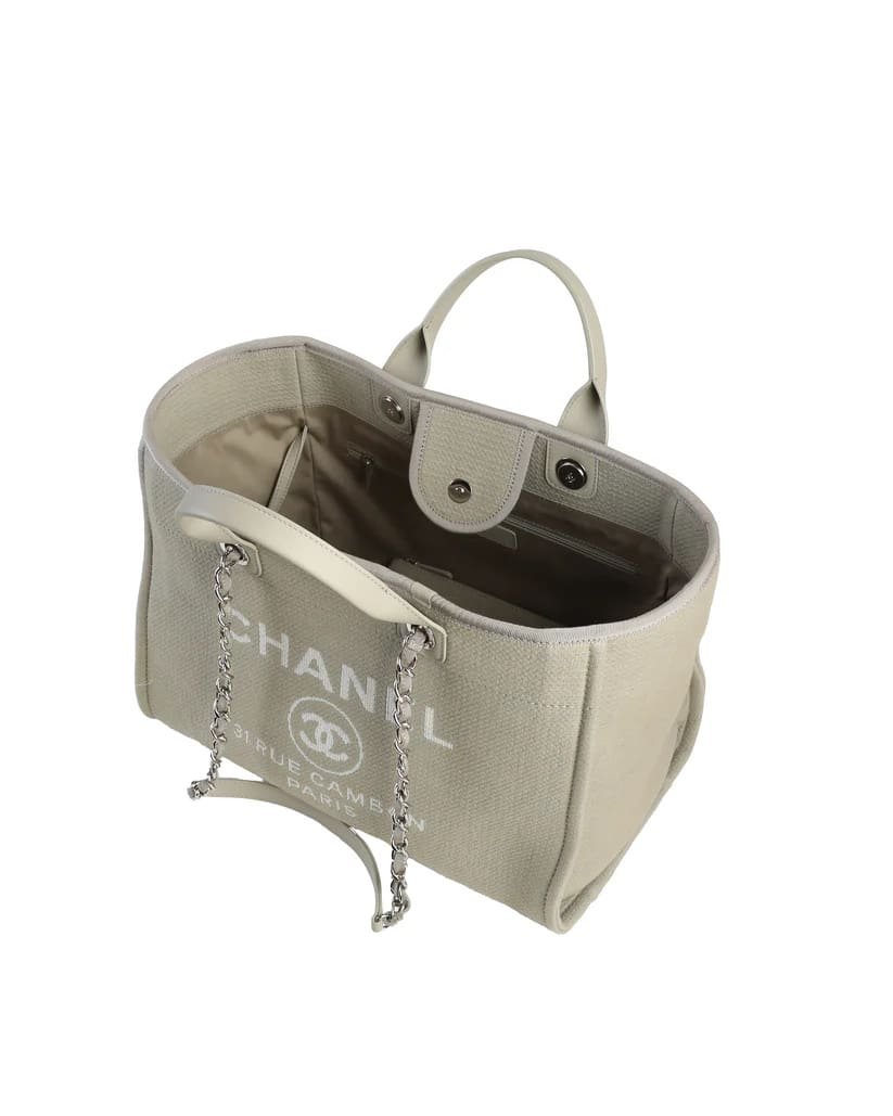 Ch**el Deauville Large Gray Tote Bag