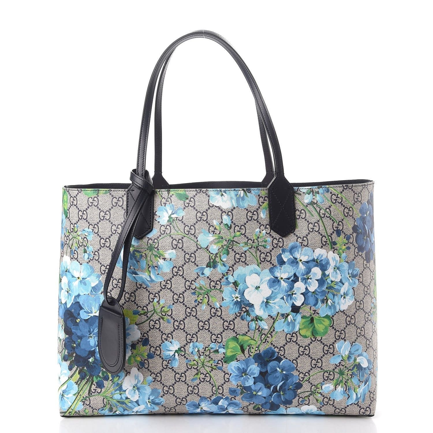 Gvc*1 Svp*me Monogram Blooms Medium Reversible Tote Beige Blue Navy