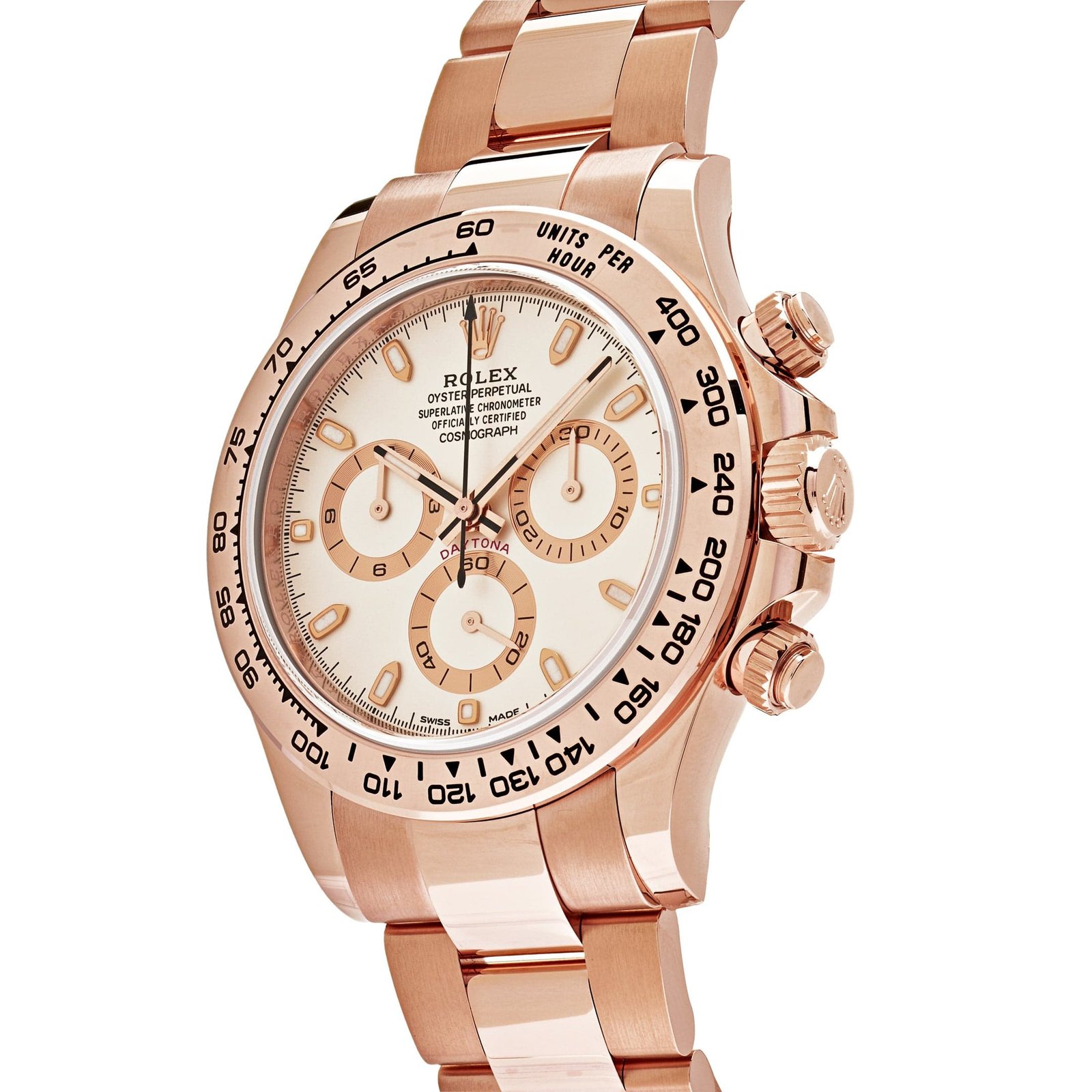 R01ex Daytona 116505 Rose Gold Ivory White Dial