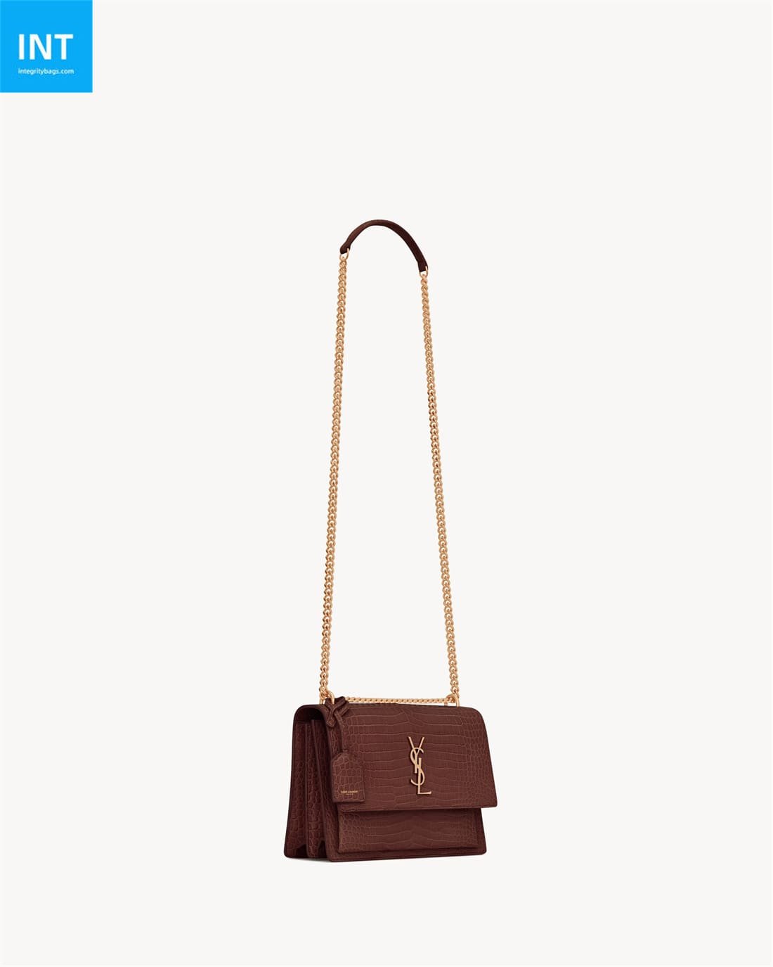 Sa1nt Lau*nt SUNSET MEDIUM IN CROCODILE-EMBOSSED LEATHER