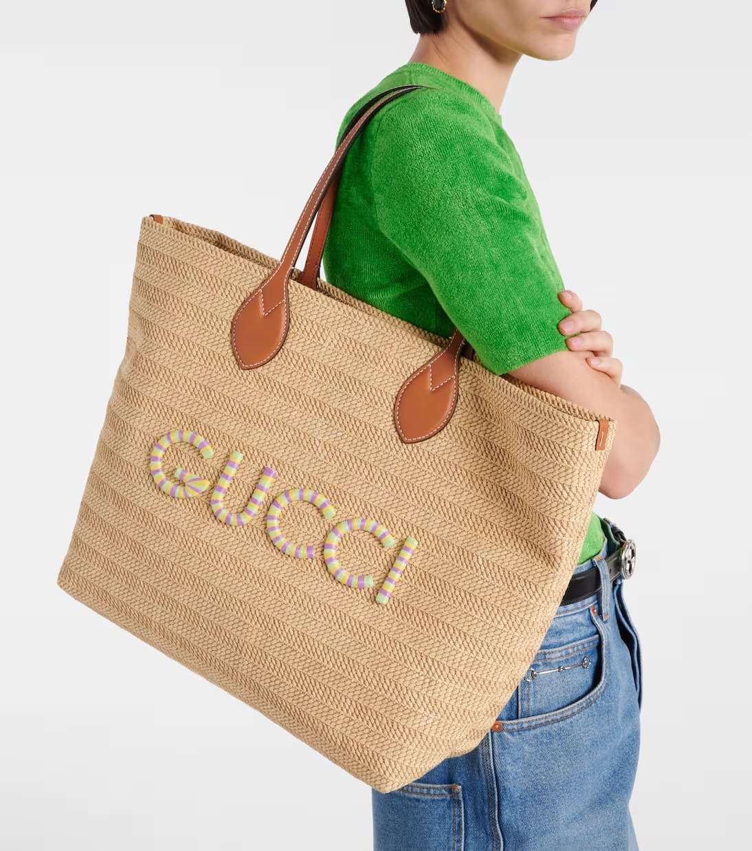 Gvc*1 Medium logo raffia-effect tote bag