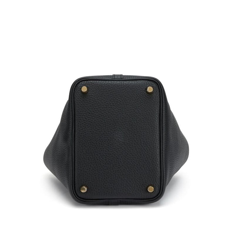 H**me5 Black Clemence Picotin Lock 18 Gold Hardware