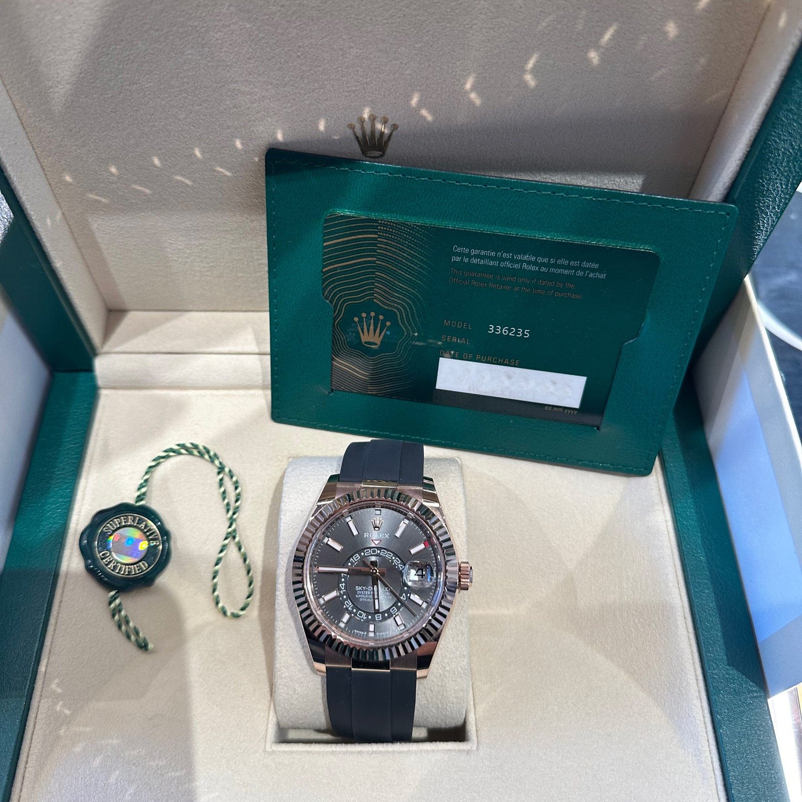 R01ex Sky-Dweller 336235 Rose Gold Slate Rhodium Dial (2024)