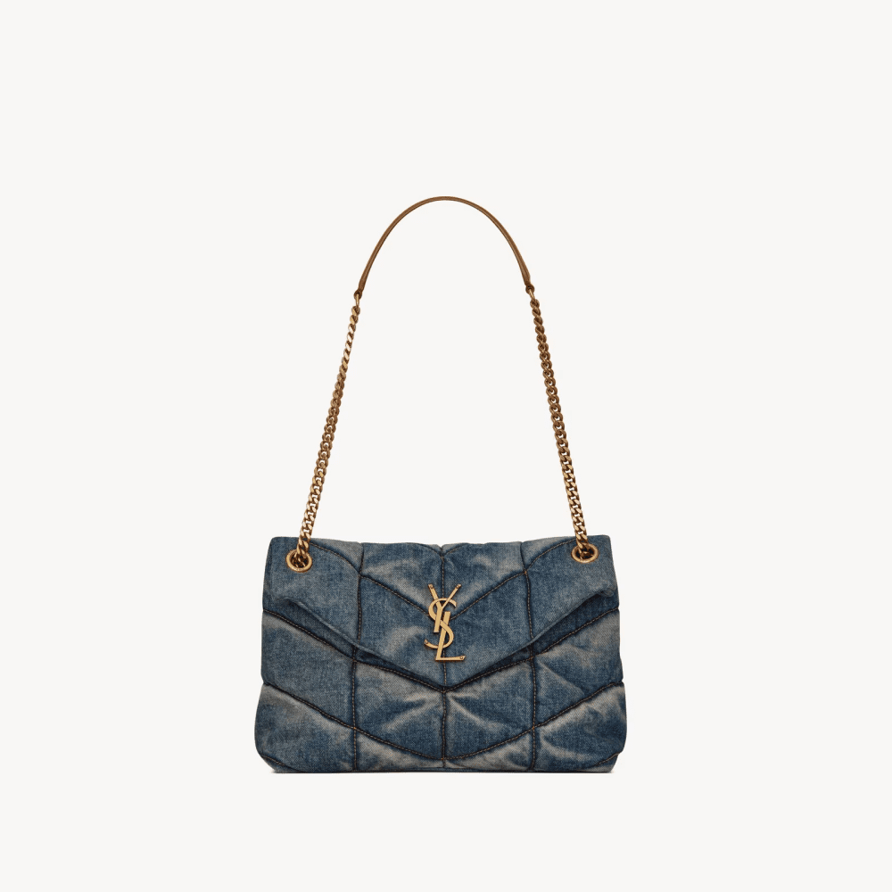 Sa1nt Lau*nt PUFFER SMALL IN SUEDE AND DENIM