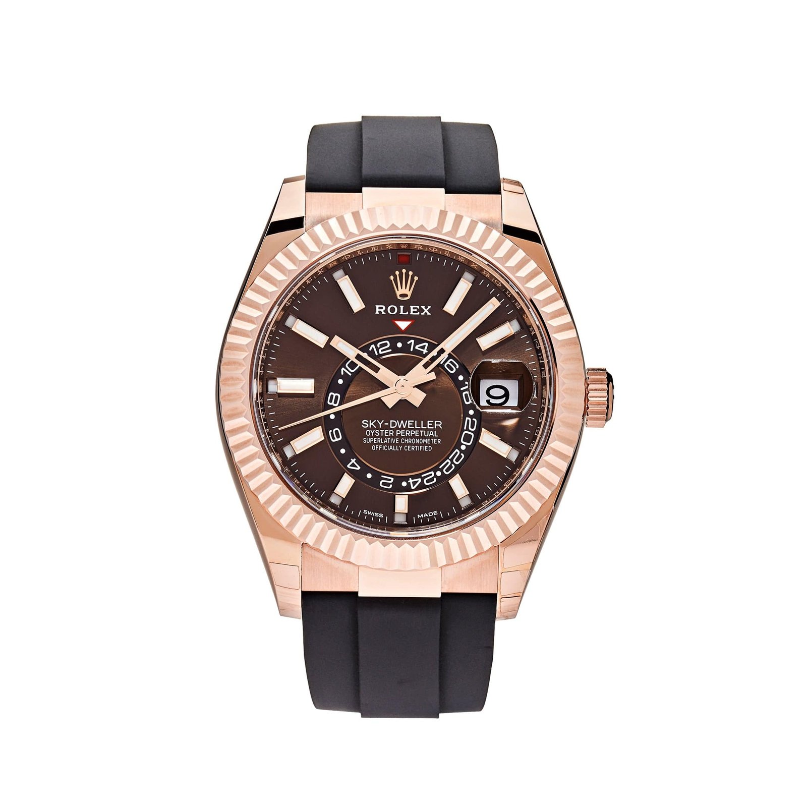R01ex Sky-Dweller 326235 Rose Gold Brown Chocolate Dial Oysterflex