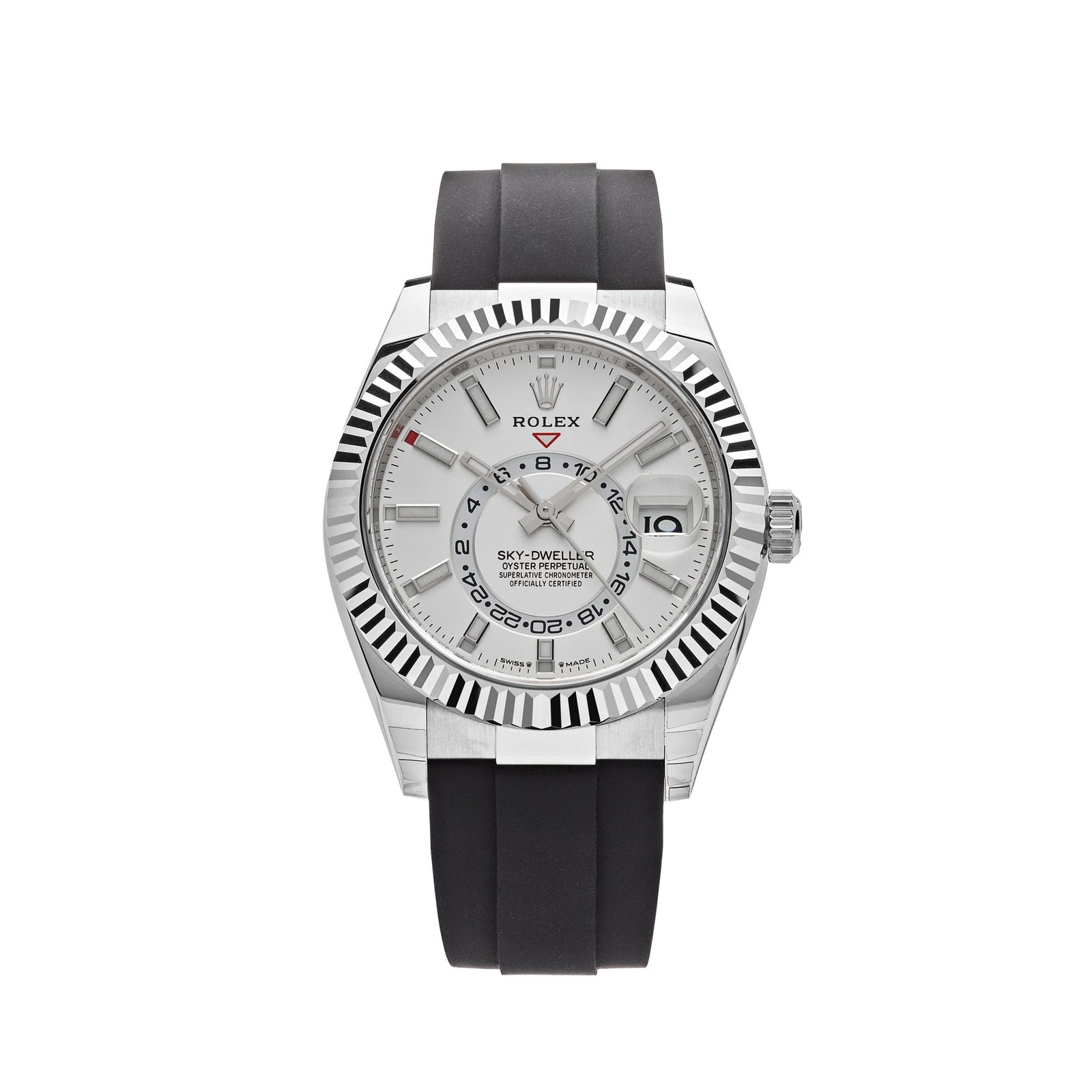 R01ex Sky-Dweller 336239 White Gold White Dial Oysterflex