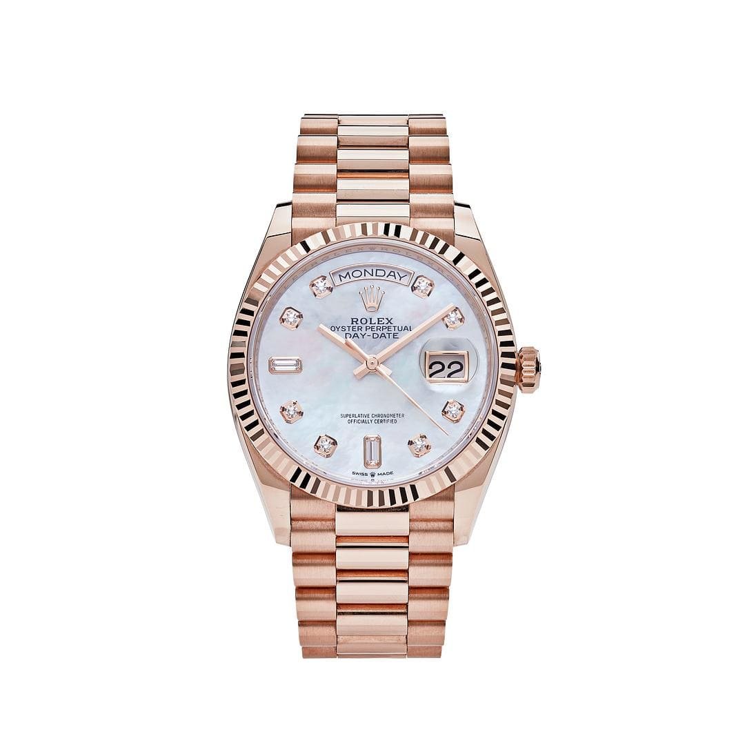 R01ex Day-Date 36 128235 Rose Gold Mother of Pearl D1am0nd Dial
