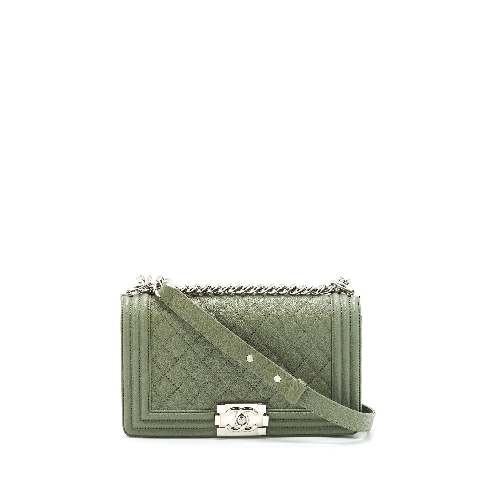Ch**el MEDIUM BOY BAG CAVIAR LIGHT GREEN