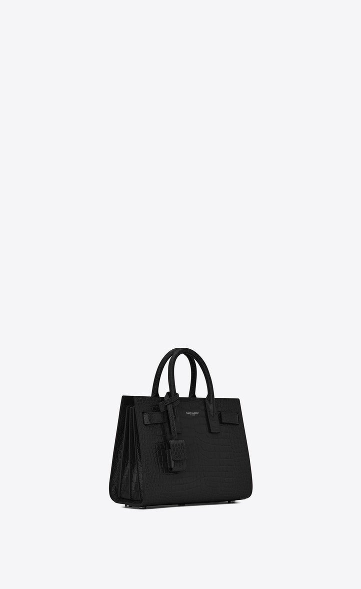 Sa1nt Lau*nt SAC DE JOUR NANO CROCODILE-EMBOSSED LEATHER BAG