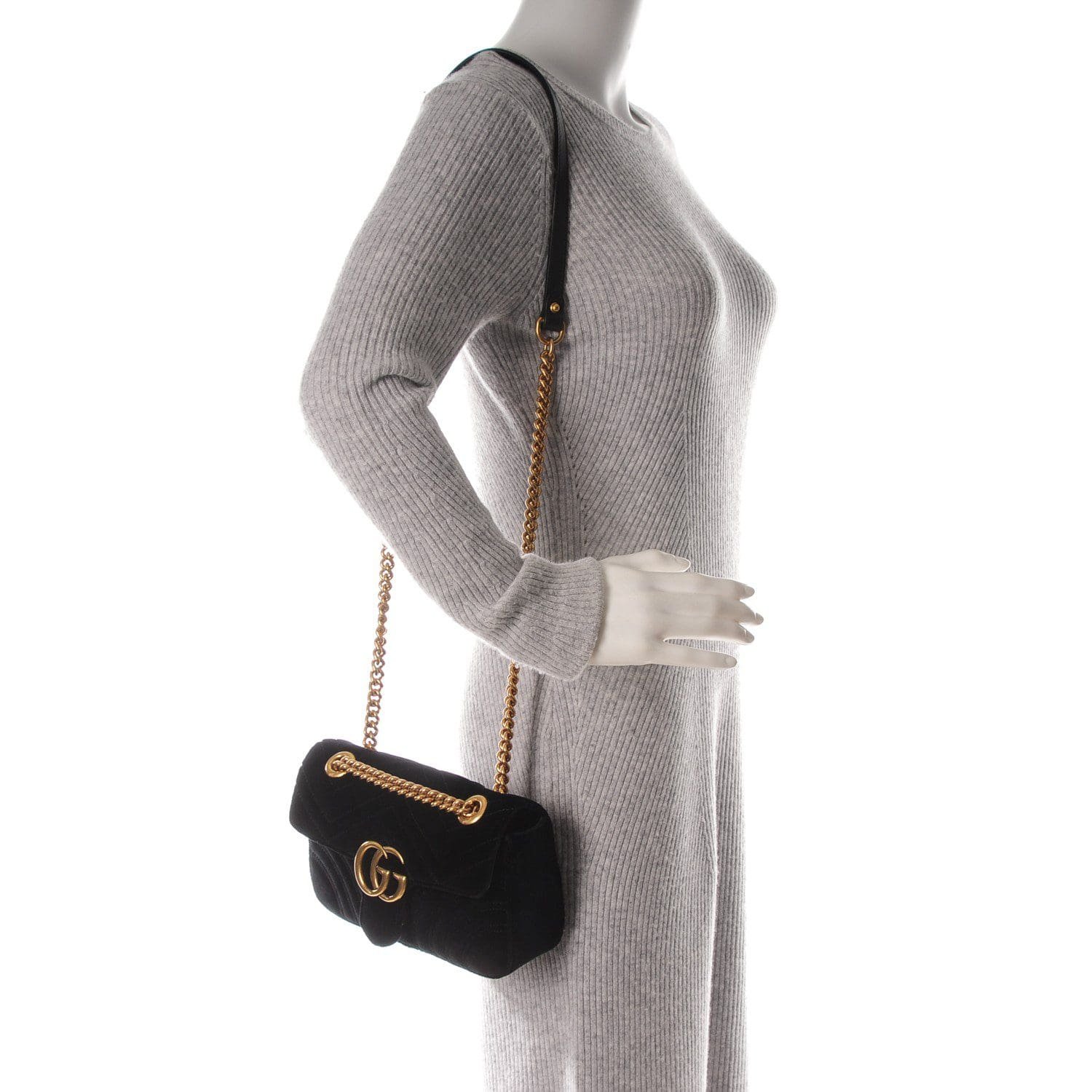 Gvc*1 Matelasse Velvet GG Marmont Mini Shoulder Bag (SHF-22601)