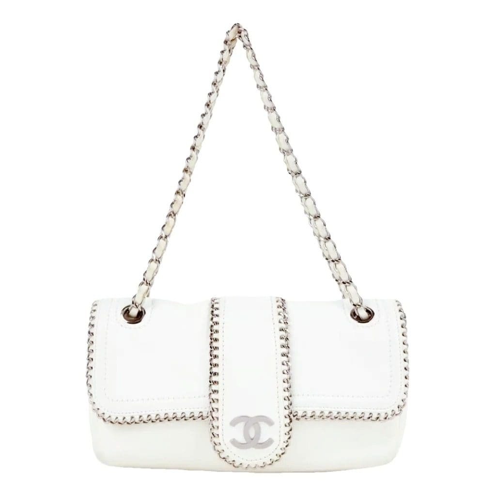 Ch**el Lambskin Mini Madison Flap White