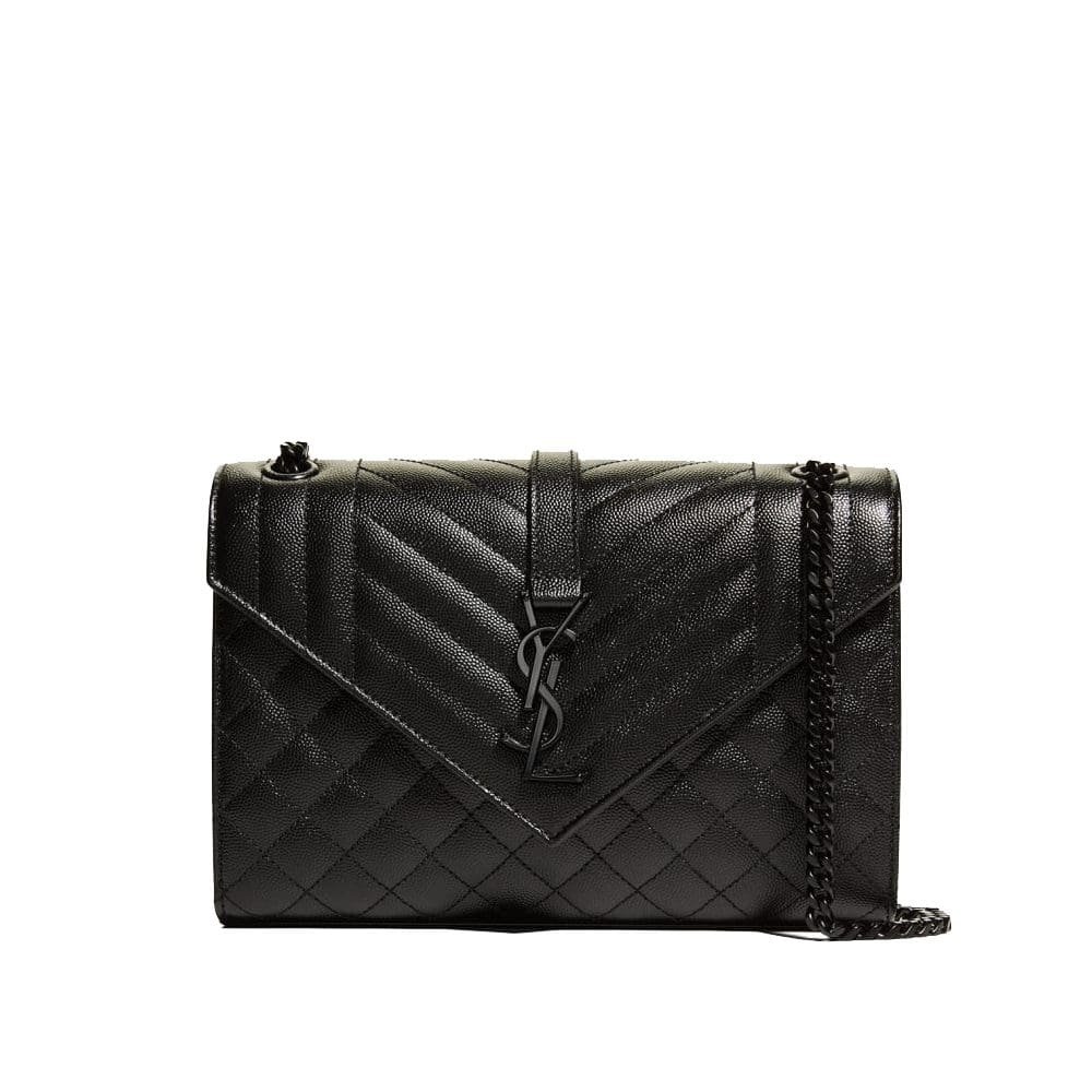 Sa1nt Lau*nt Envelope Triquilt Medium Y51 Shoulder Bag in Grained Leather