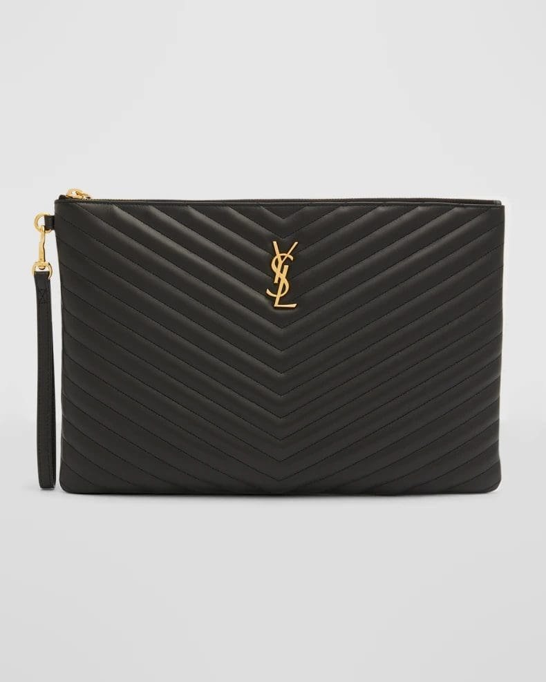 Sa1nt Lau*nt Y51 Monogram Large Pouch in Smooth Leather