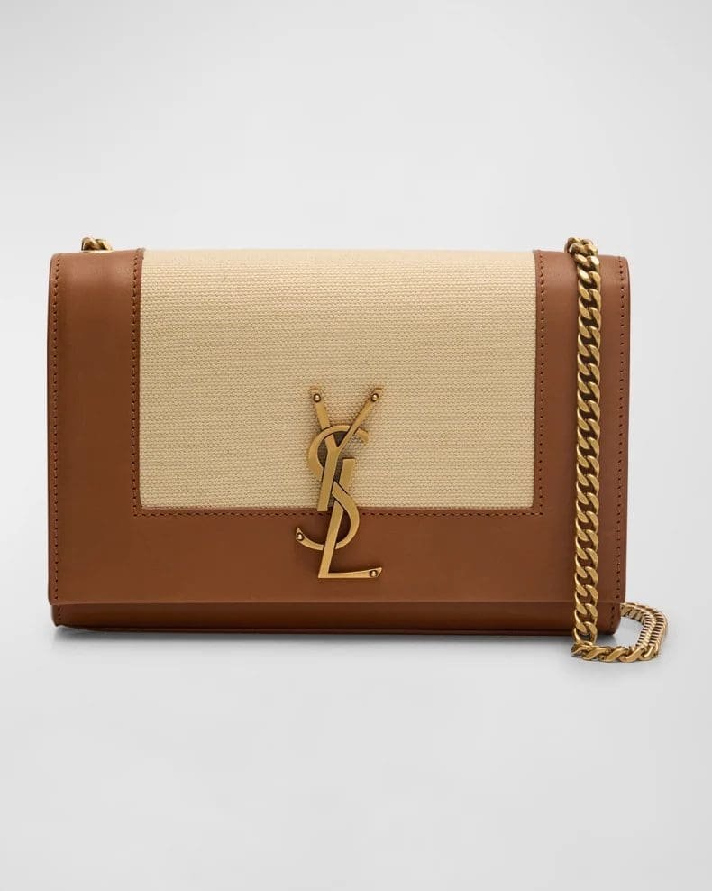 Sa1nt Lau*nt Kate Small Y51 Wallet on Chain in Linen and Leather