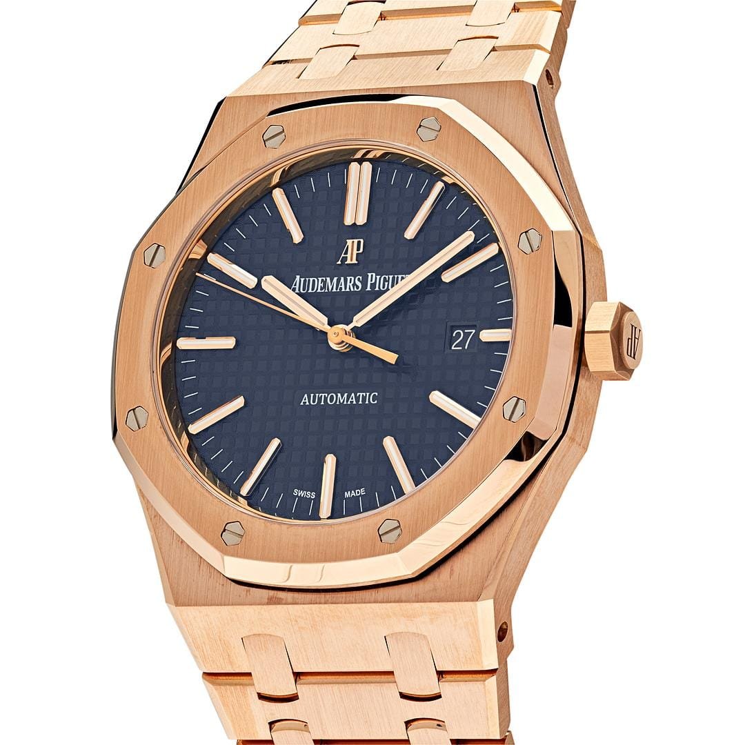 Audemars P1g*et Royal Oak Selfwinding Rose Gold Blue Dial 15400OR.OO.1220OR.03