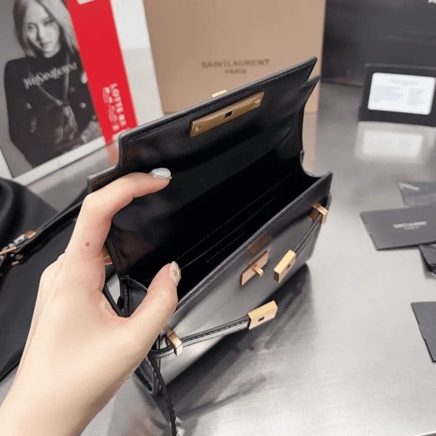Sa1nt Lau*nt MANHATTAN SMALL SHOULDER BAG IN BOX Sa1nt Lau*nt LEATHER