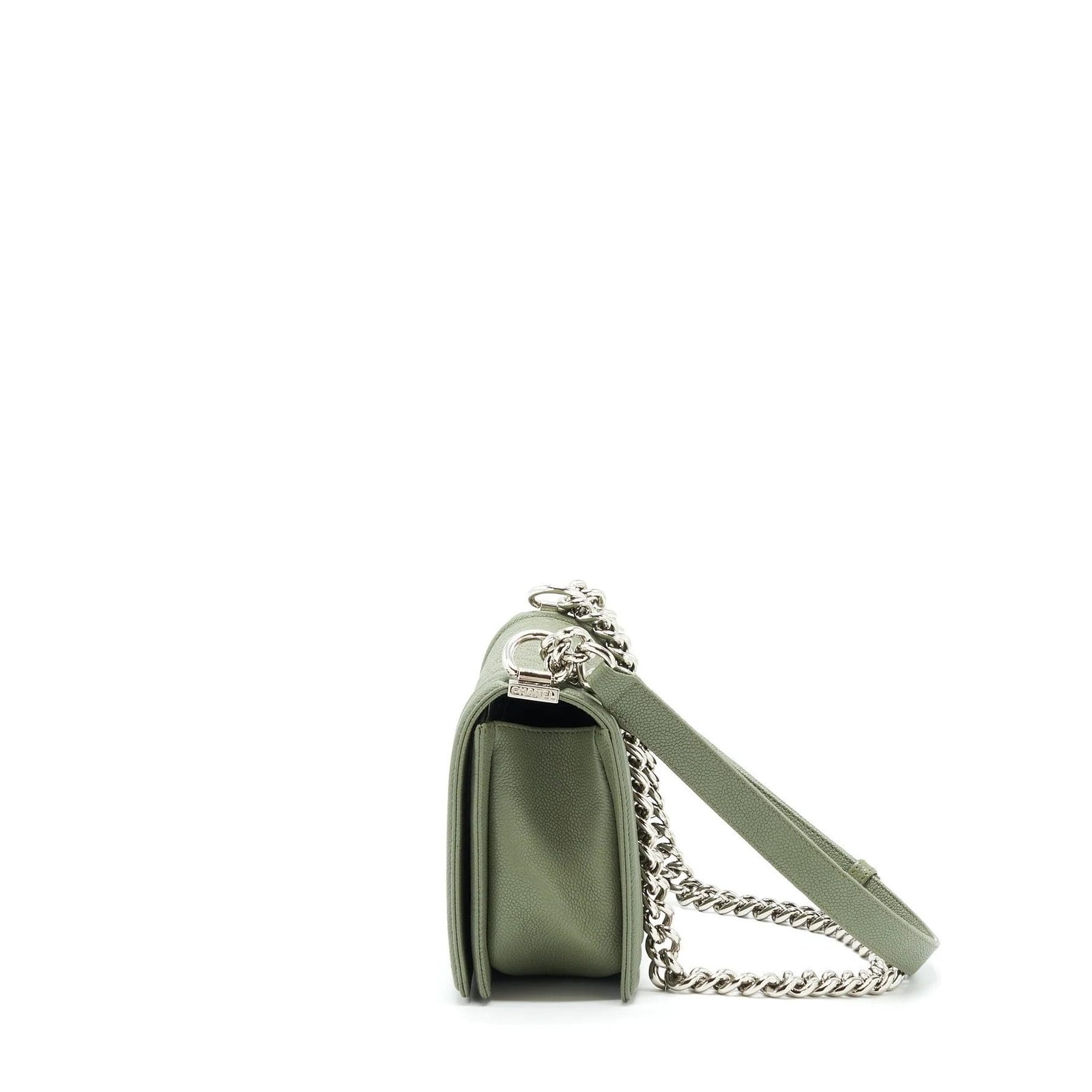Ch**el MEDIUM BOY BAG CAVIAR LIGHT GREEN