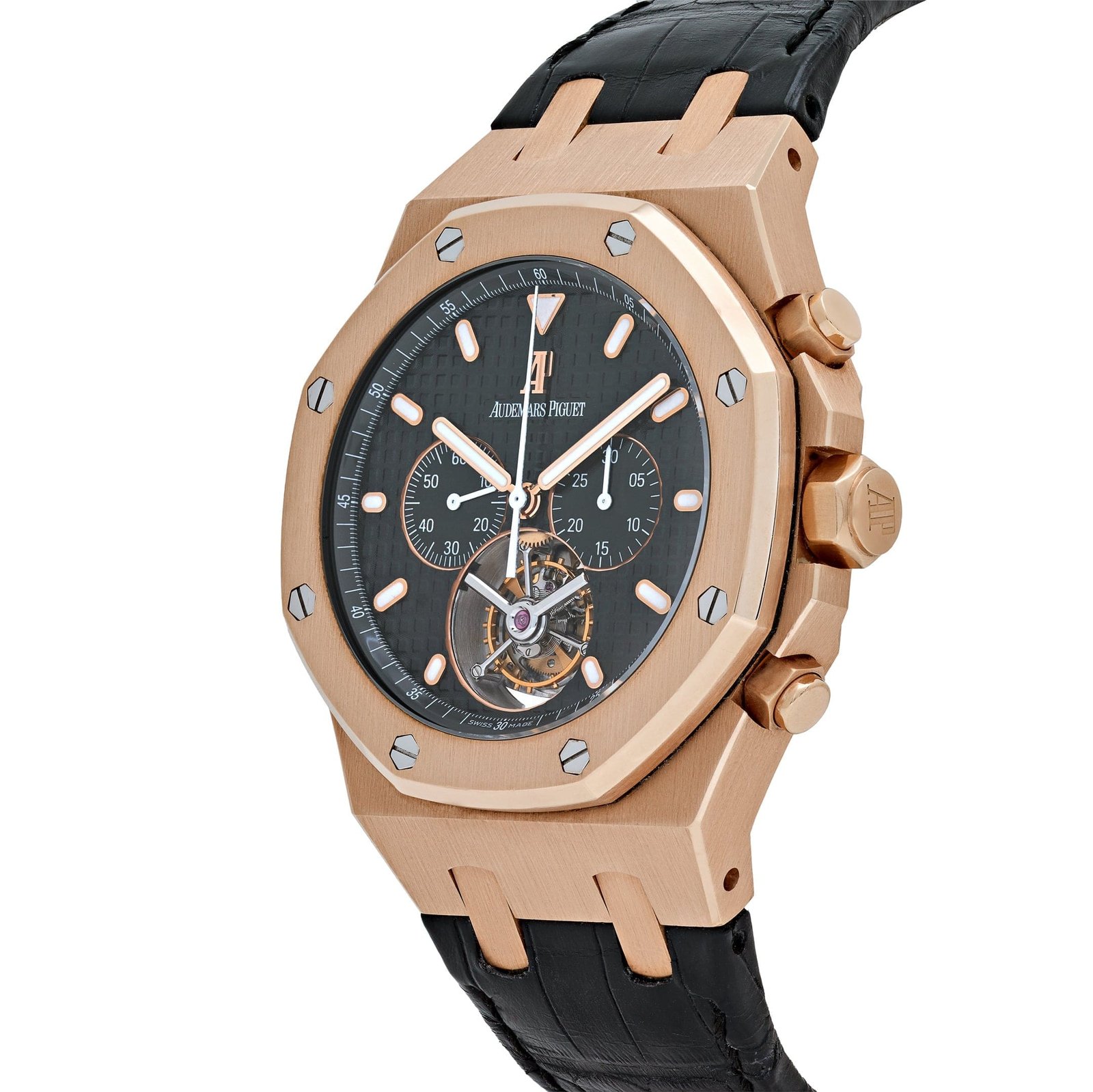 Audemars P1g*et Royal Oak 25977OR.OO.D002CR.01 Chronograph Tourbillon Rose Gold Black Dial