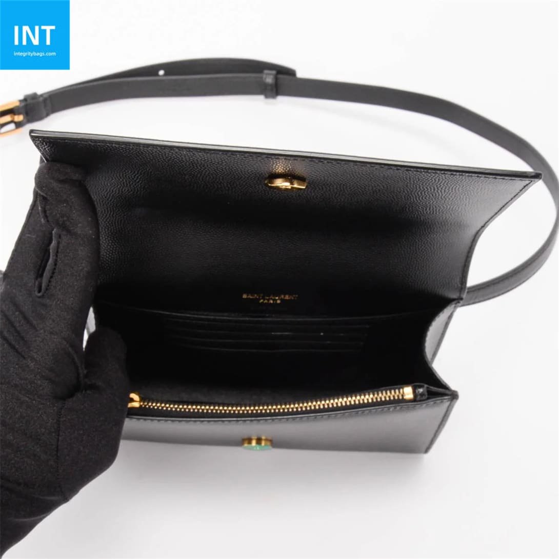 Sa1nt Lau*nt Black Grain de Poudre Kate Belt Bag