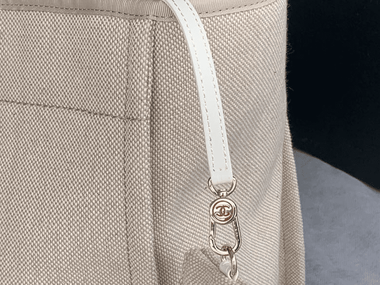 Ch**el Mixed Fibers Calfskin Deauville Tote Light Grey
