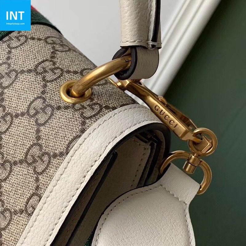 Gvc*1 Queen Margaret Top Handle Bag GG Coated Canvas with Leather Small