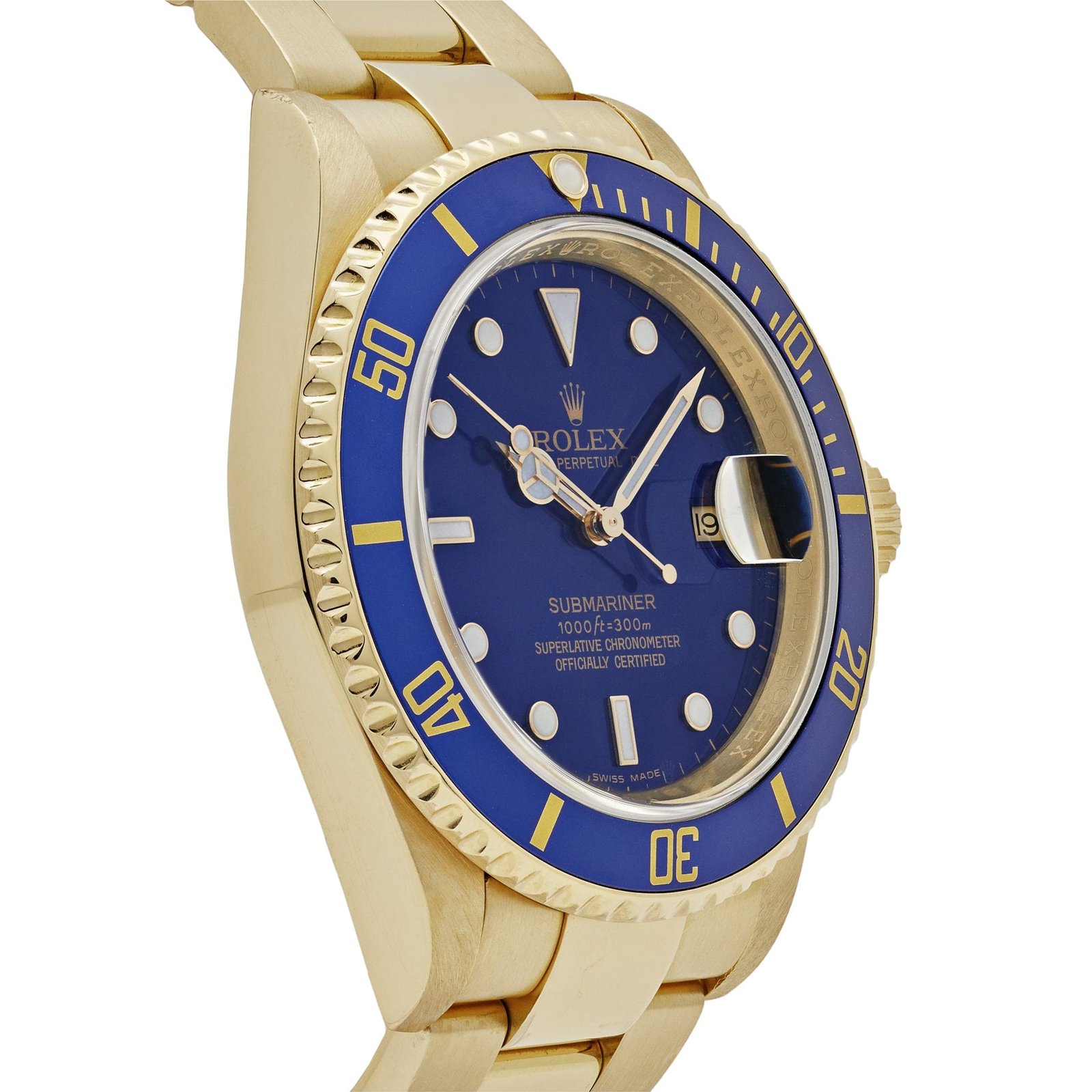R01ex Submariner Date 16618LB Yellow Gold Blue Dial