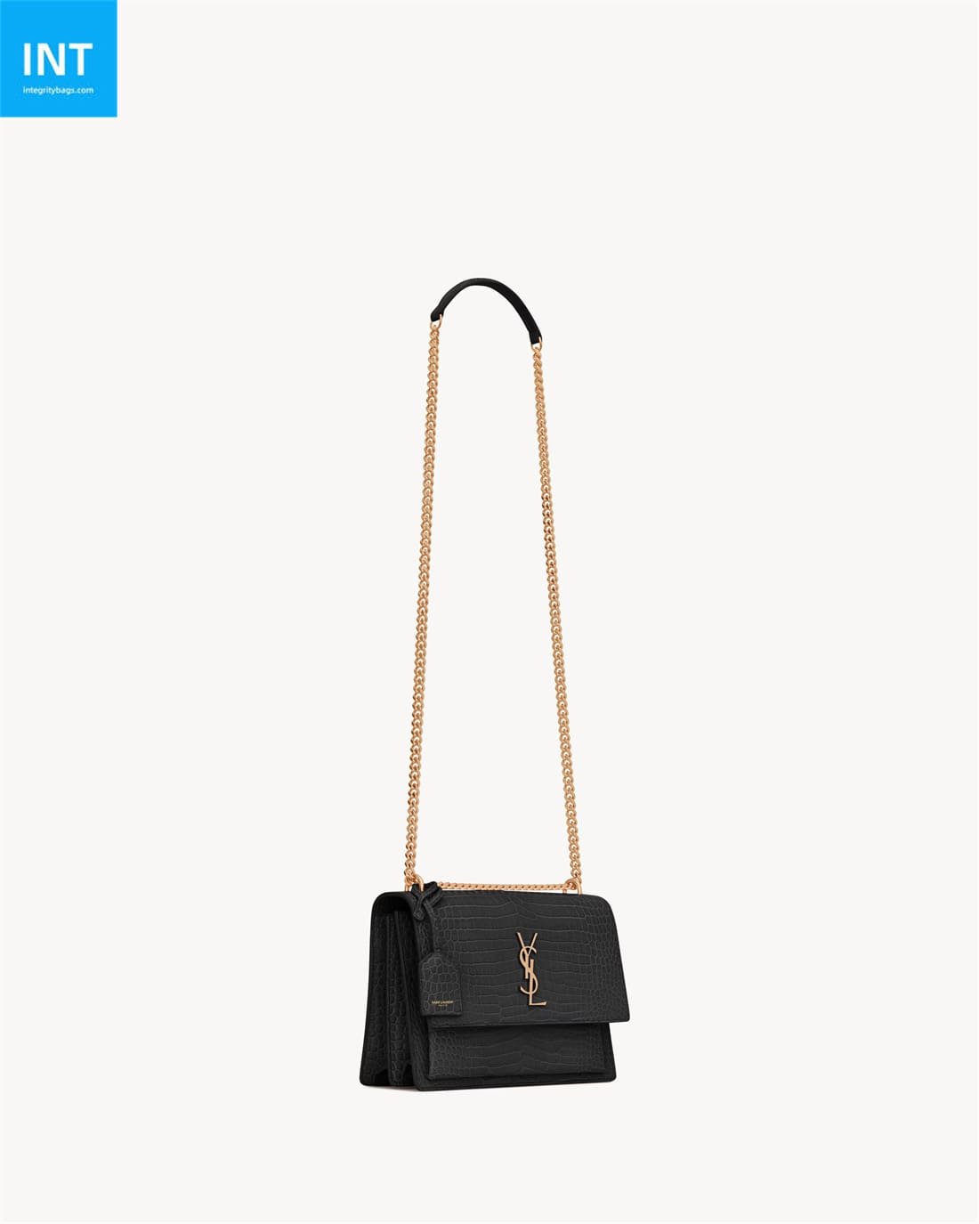 Sa1nt Lau*nt SUNSET MEDIUM IN CROCODILE-EMBOSSED LEATHER