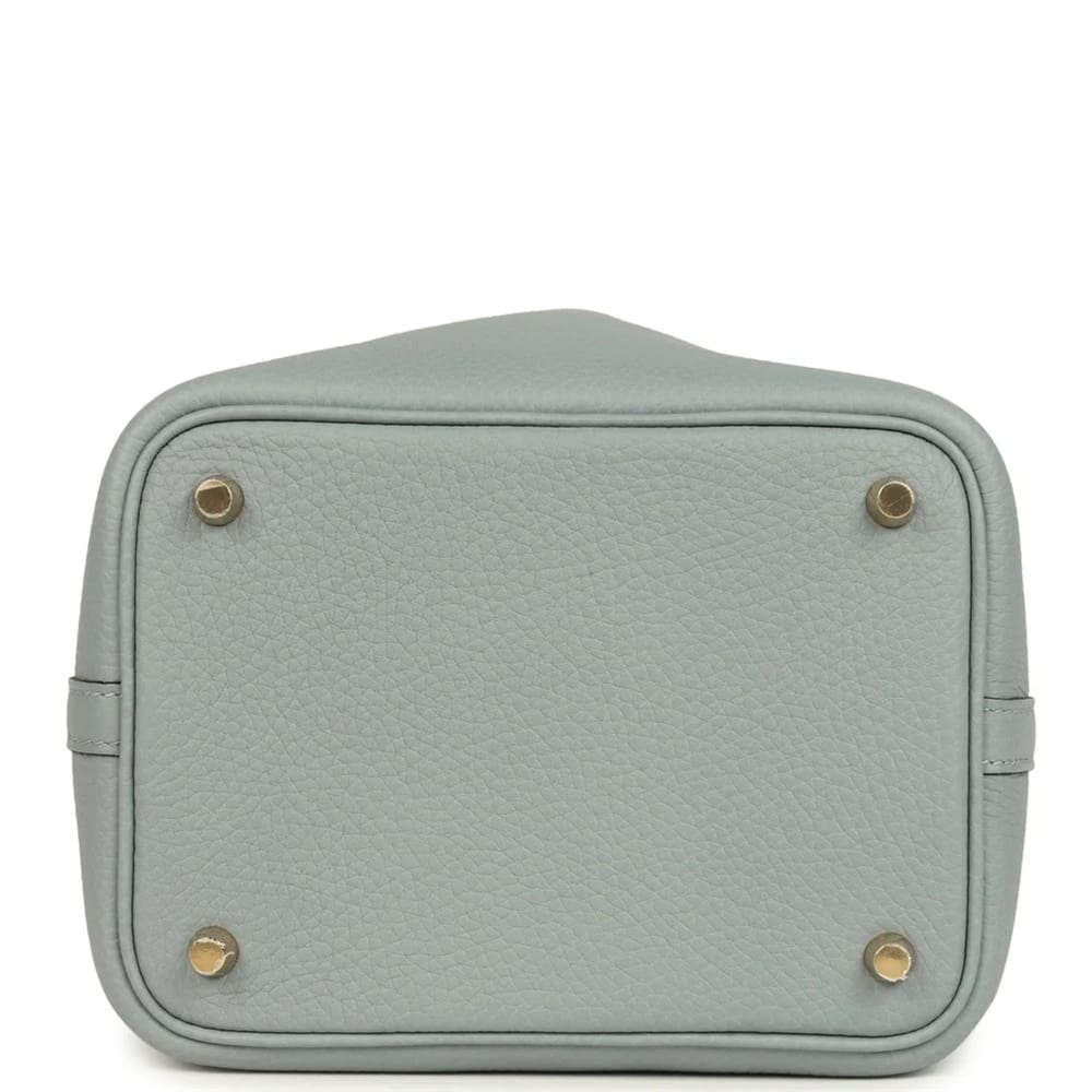H**me5 Picotin Lock 18 Gris Pantin Clemence Gold Hardware