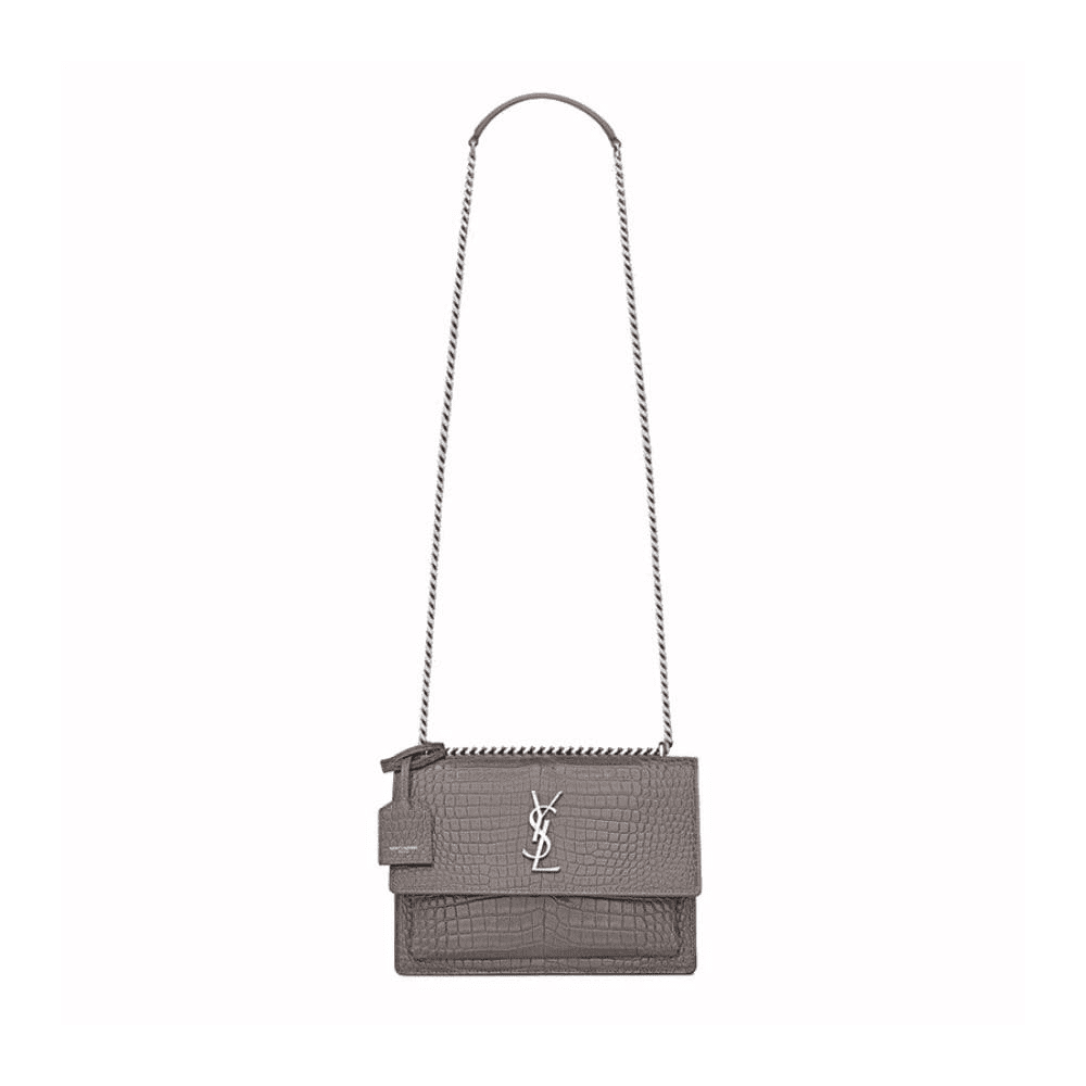 Sa1nt Lau*nt Sunset Medium In Crocodile Embossed Shiny Leather