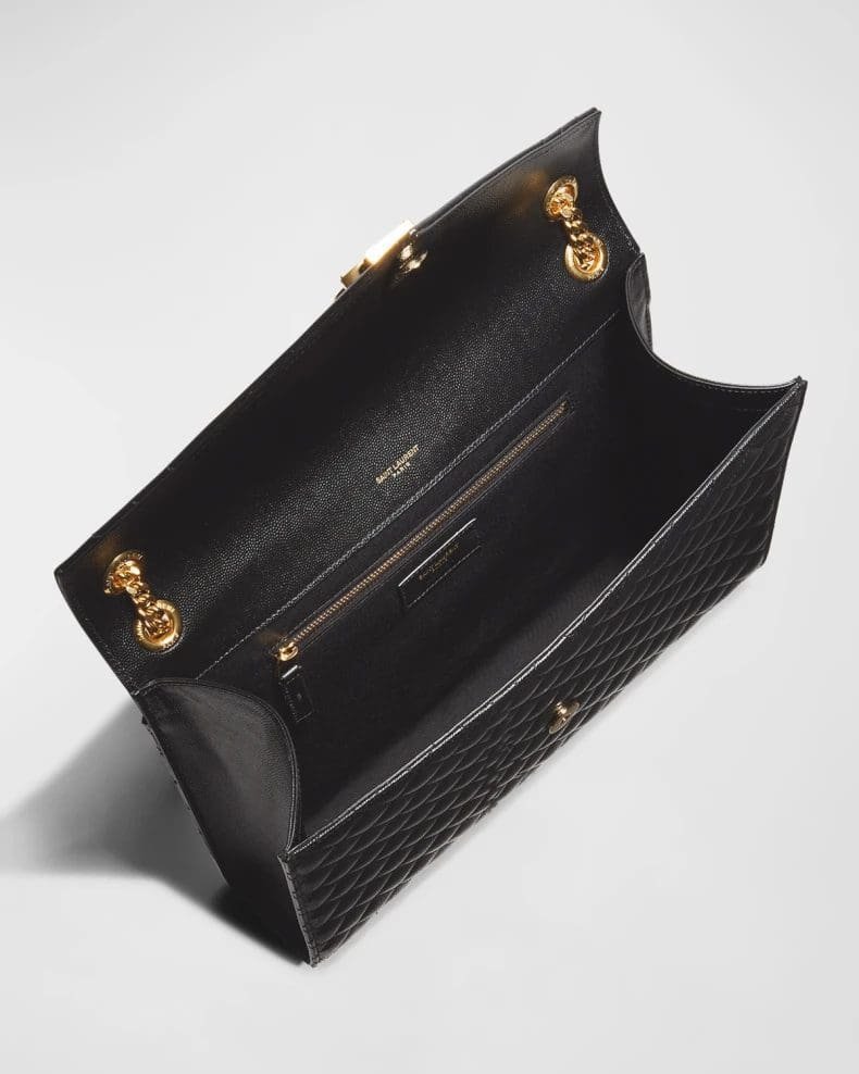 Sa1nt Lau*nt Envelope Triquilt Large Y51 Shoulder Bag in Grained Leather