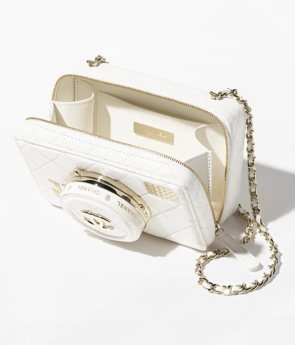 Ch**el CAMERA BAG Lambskin White