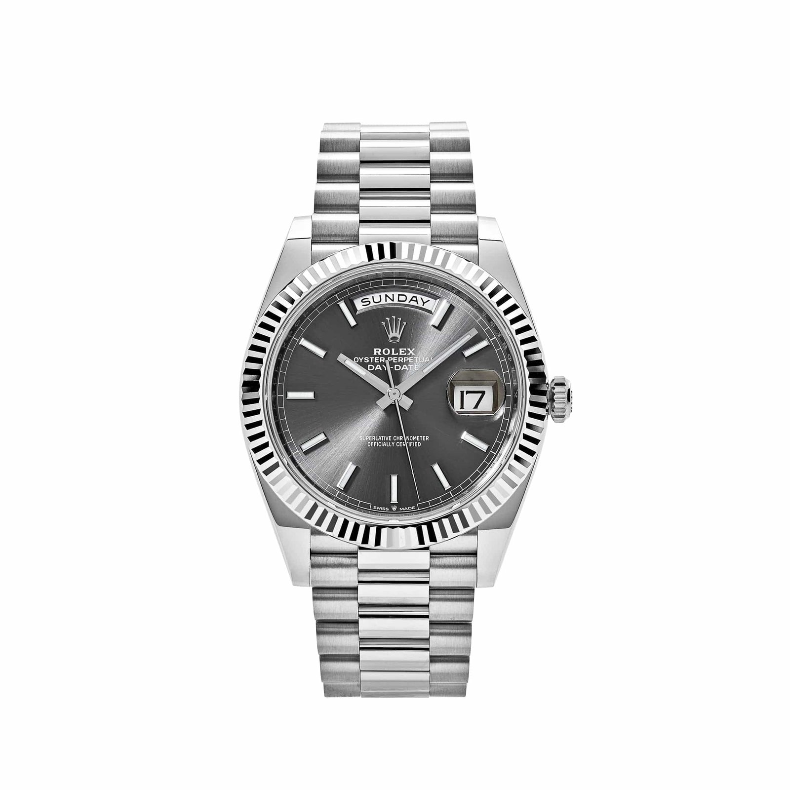 R01ex Day-Date 40 228239 White Gold Slate Rhodium Grey Dial (2024)