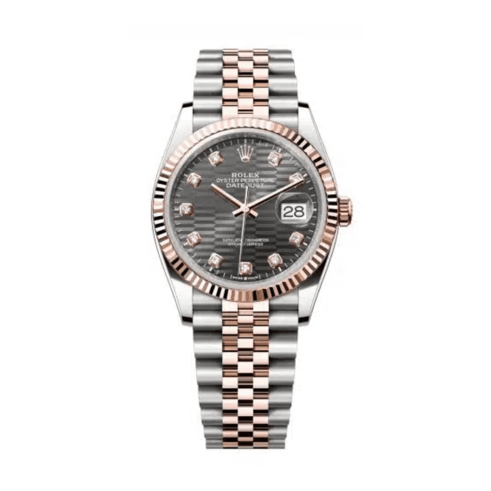 R01ex Datejust 36 126231 Rose Gold Stainless Steel Slate Motif D1am0nd Dial (2023)