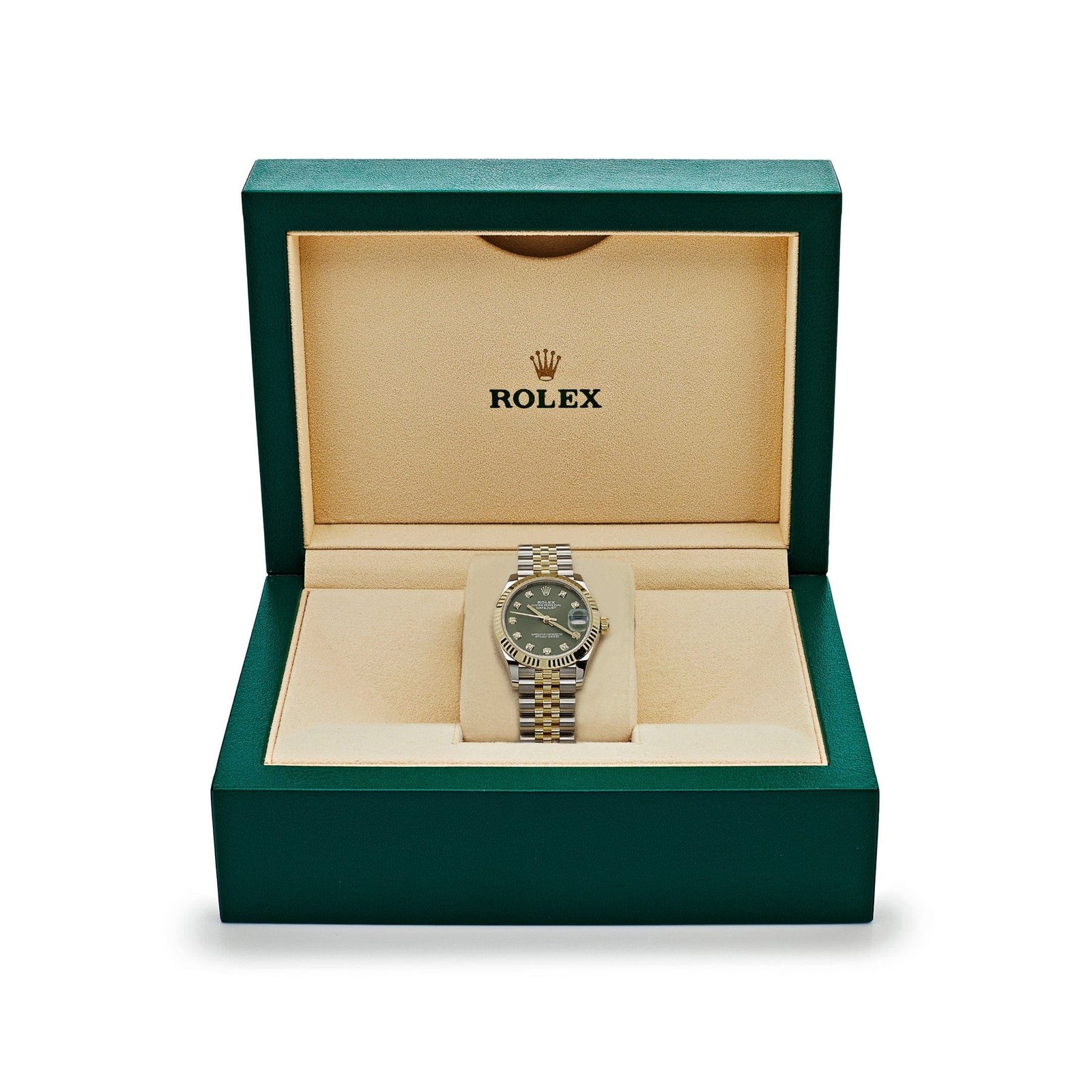 R01ex Datejust 31 278273 ‘Ladies’ Yellow Gold Stainless Steel Green Dial (2023)