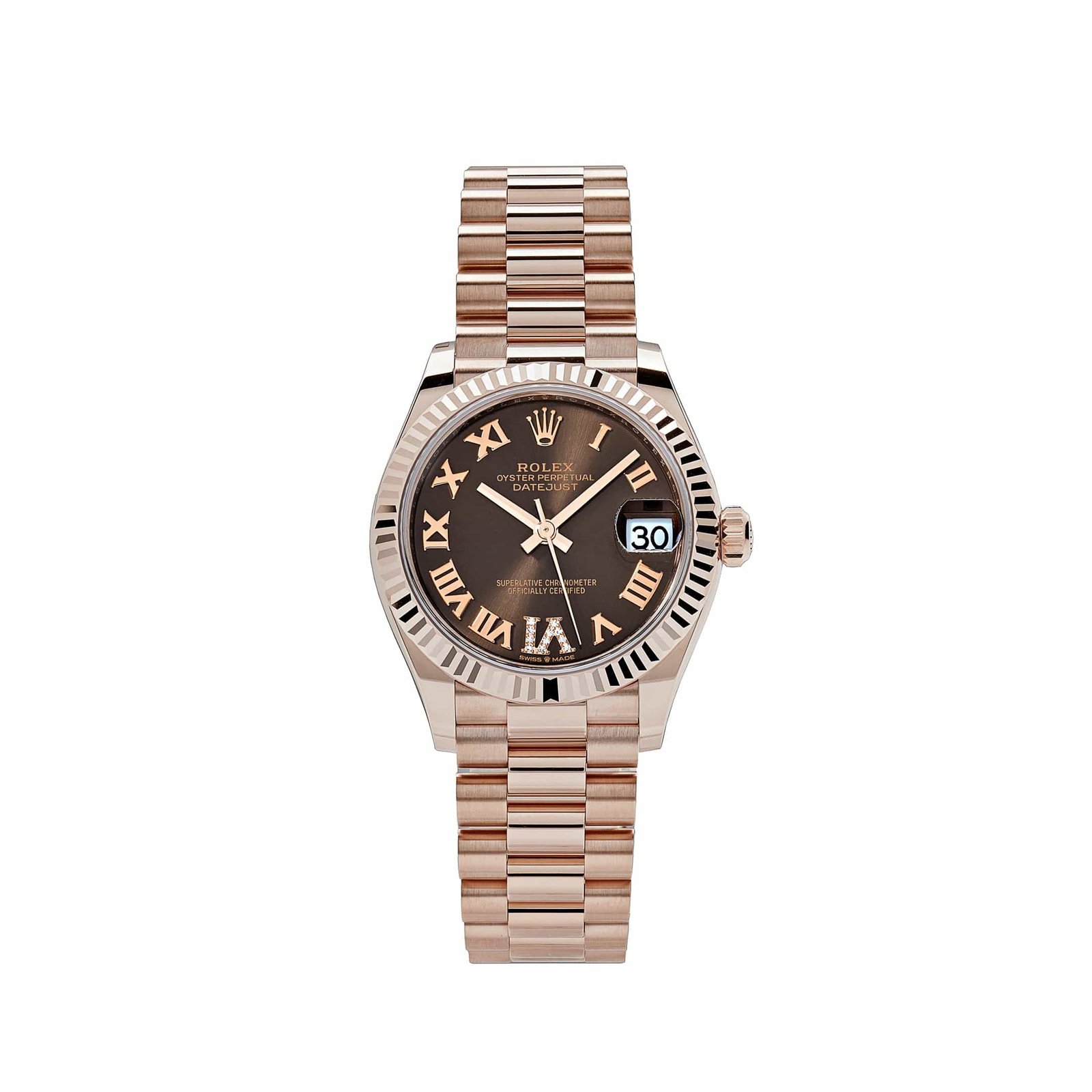 R01ex Datejust 31 278275 ‘Ladies’ Rose Gold D1am0nd Chocolate Dial President (2024)